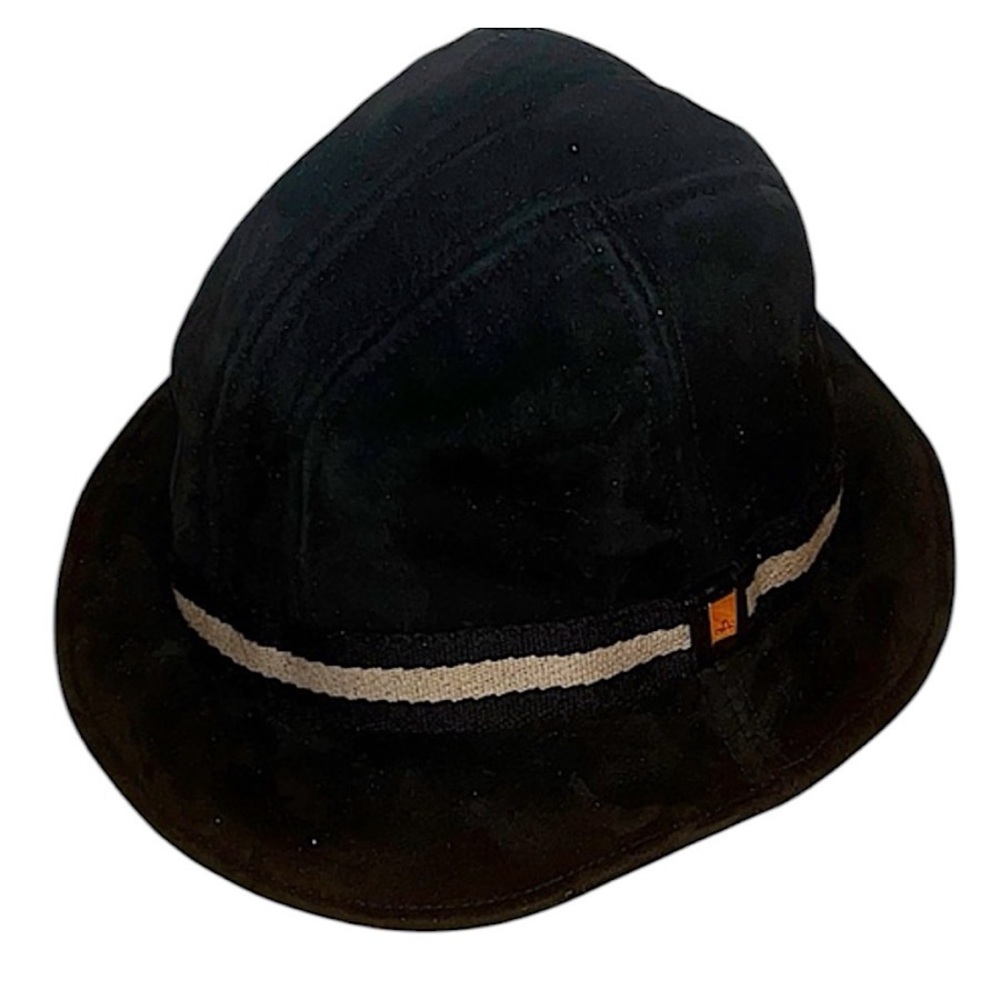 Authentic Gucci 01 SS Tom Ford Black Lambskin Web Stripe Logo Plate Bucket Hat